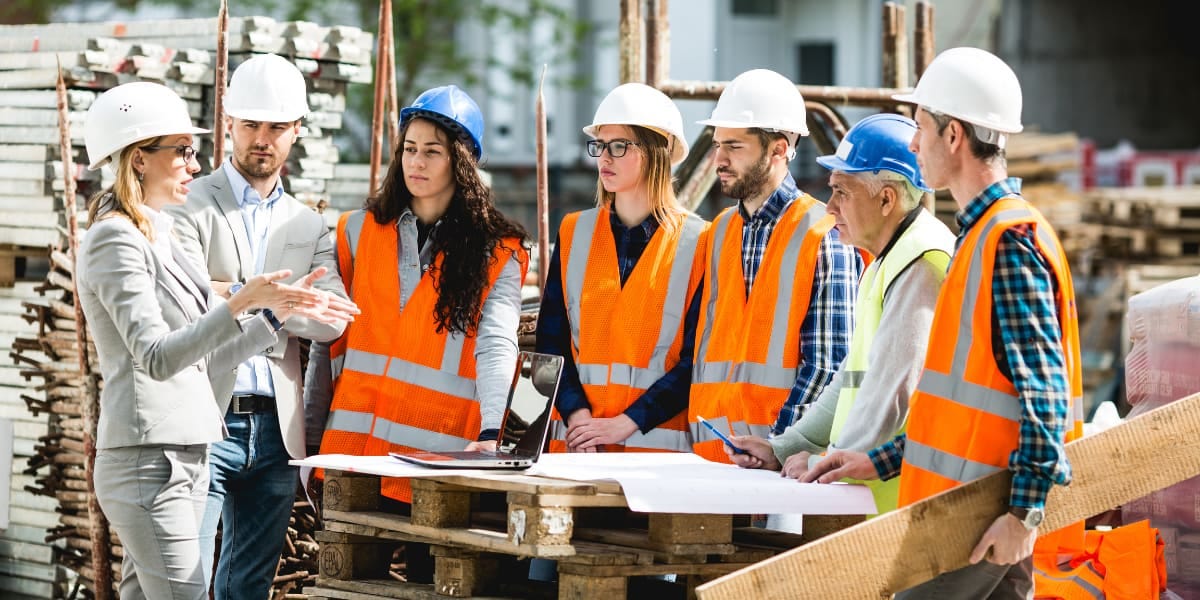 Workers on an industrial site